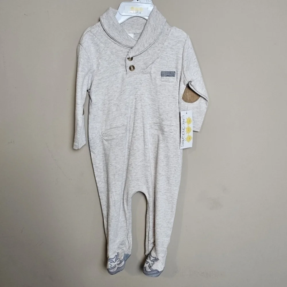 Little Chickadees Boys NWT 9M Footed Snap Closure Jumper 1pc Outfit‎ Elbow Pads